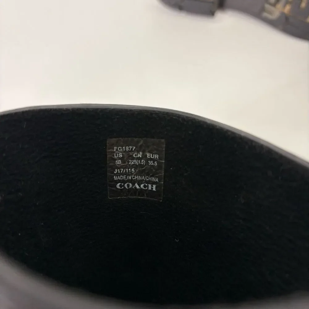 Coach Black Monogram Mid Calf Pull On Rain Boots Women's‎ Size 5